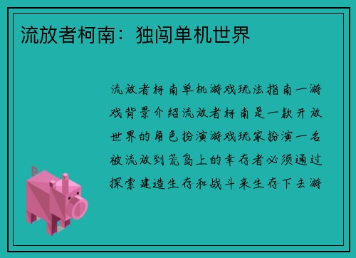 流放者柯南：独闯单机世界